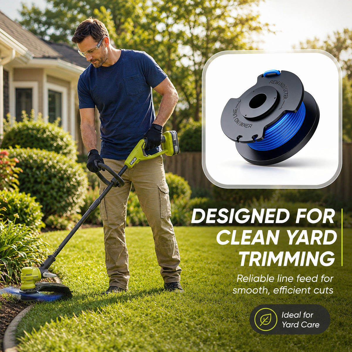 7 Pack Weed Wacker String Replacement, 0.065 Inch 11FT String Trimmer Refill, Compatible with 18V 24V 40V Trimmers, Includes 6 Trimmer Strings and 1 Cover