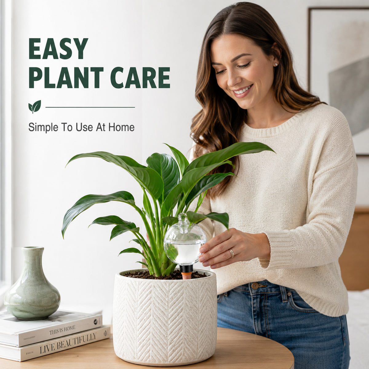 4 Pack Self Watering Globes with Covers, Plant Watering Bulbs 17oz Automatic Drip Irrigation for Indoor Outdoor Potted Plants