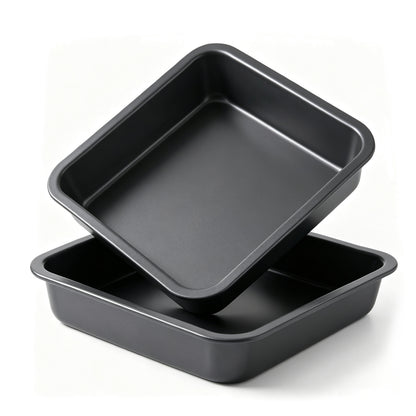 2-Pack 8-Inch Non-Stick Square Cake Pan, 8x8 Baking Pan for Cakes, Brownies & Lasagna, Dishwasher Safe & Oven Safe