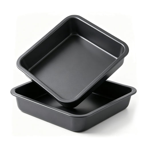 2-Pack 8-Inch Non-Stick Square Cake Pan, 8x8 Baking Pan for Cakes, Brownies & Lasagna, Dishwasher Safe & Oven Safe