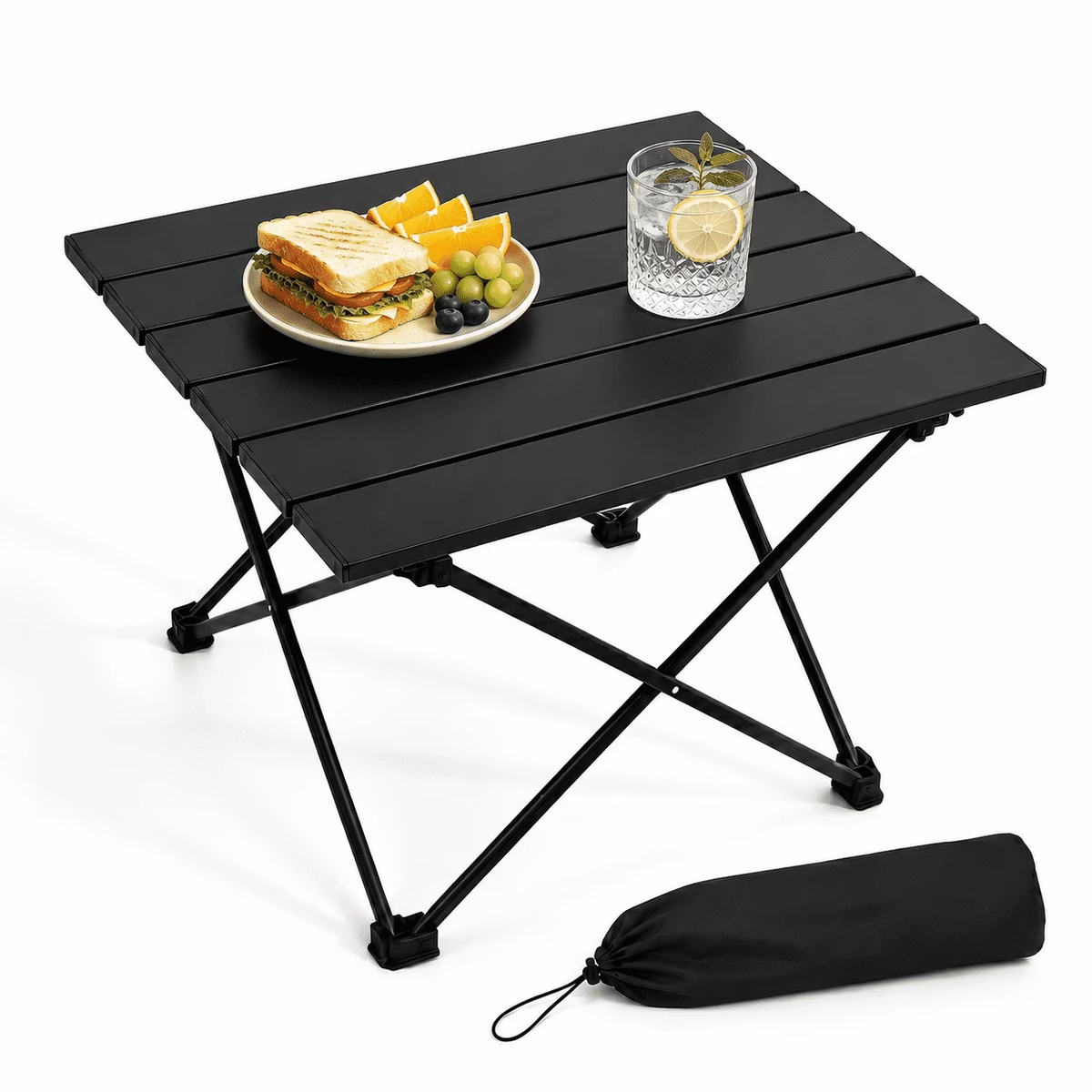 Ultralight Folding Camping Table,Portable Camping Table with Aluminum Table Top,Folding Camping Table with Carry Bag for Outdoor,Picnic, BBQ,Cooking,Festival,Beach,Home,Black