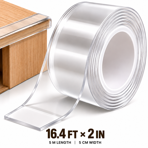 16.4 FT Clear Edge Protection Tape, 2 in Wide Soft PVC Self-Adhesive Furniture Edge Guard Tape for Tables and Baby Proofing