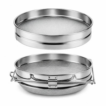 Stainless Steel Honey Filter Strainer, Double Sieve Honey Extractor Equipment for 5 Gallon Bucket, Beekeeping Supplies Metal Strainer
