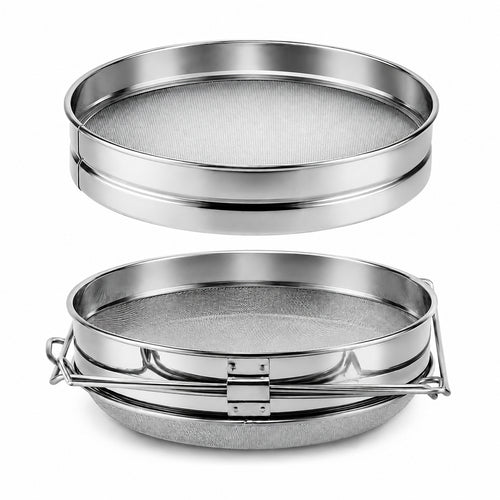 Stainless Steel Honey Filter Strainer, Double Sieve Honey Extractor Equipment for 5 Gallon Bucket, Beekeeping Supplies Metal Strainer