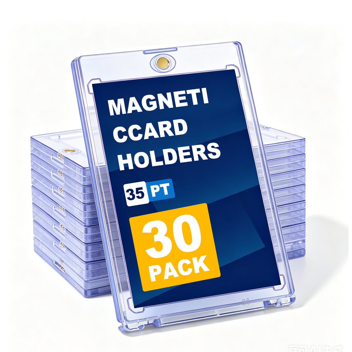 30 Pack Magnetic Card Holders, 35pt One-Touch Trading Card Cases with UV Protection, Hard Plastic Display Protectors for Baseball, Sports and Game Cards