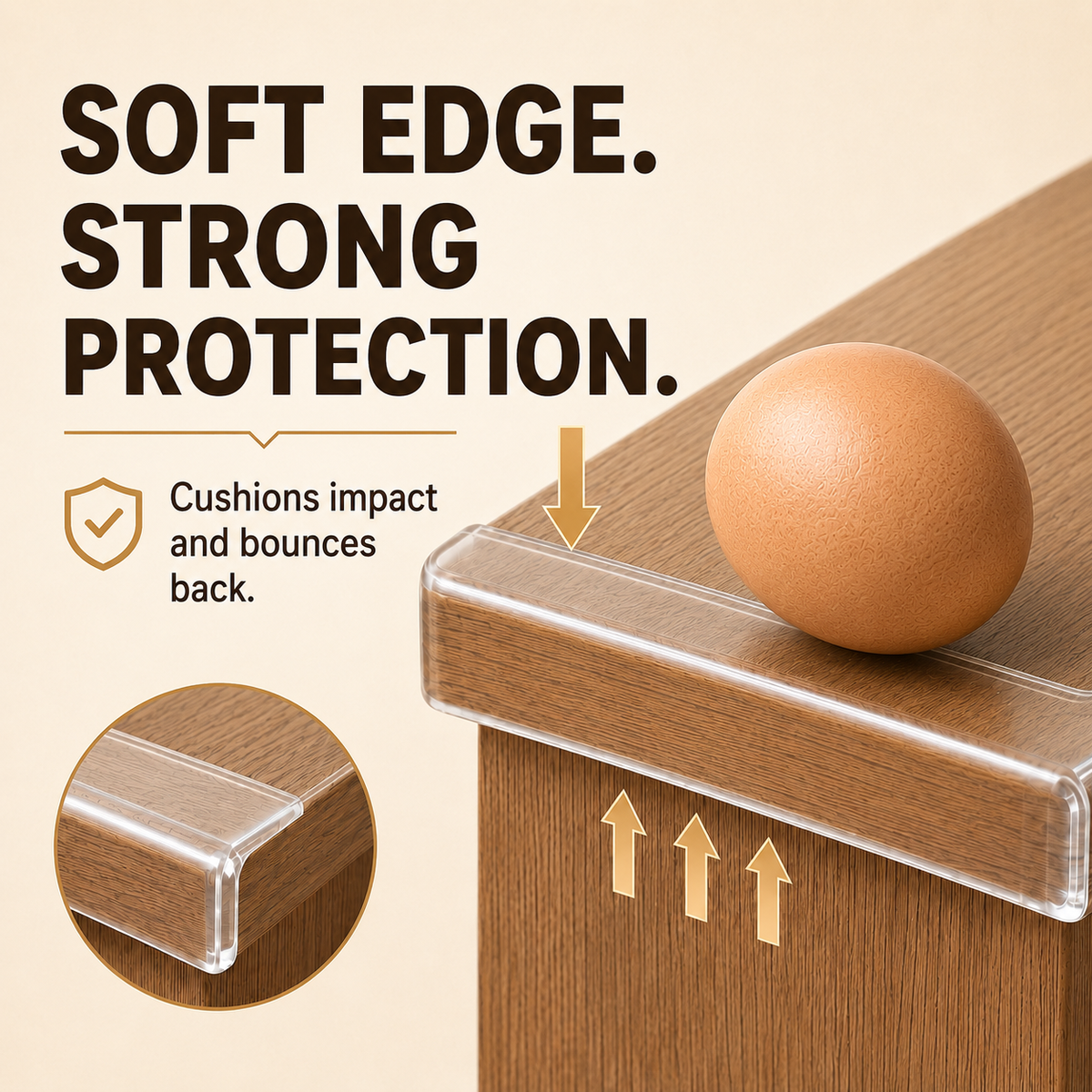 16.4 FT Clear Edge Protection Tape, 2 in Wide Soft PVC Self-Adhesive Furniture Edge Guard Tape for Tables and Baby Proofing