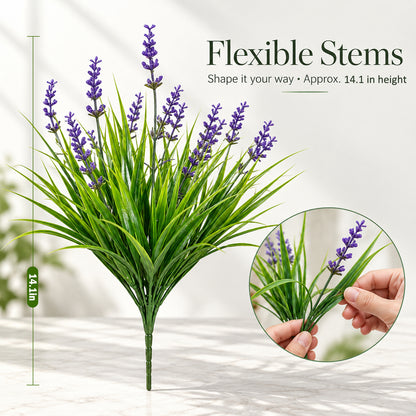 12 Bundles Artificial Plants with Flowers for Outdoor Pots, Artificial Plant Decor for Window, Garden, Patio, Hanging Planter, Pathway & Front Porch