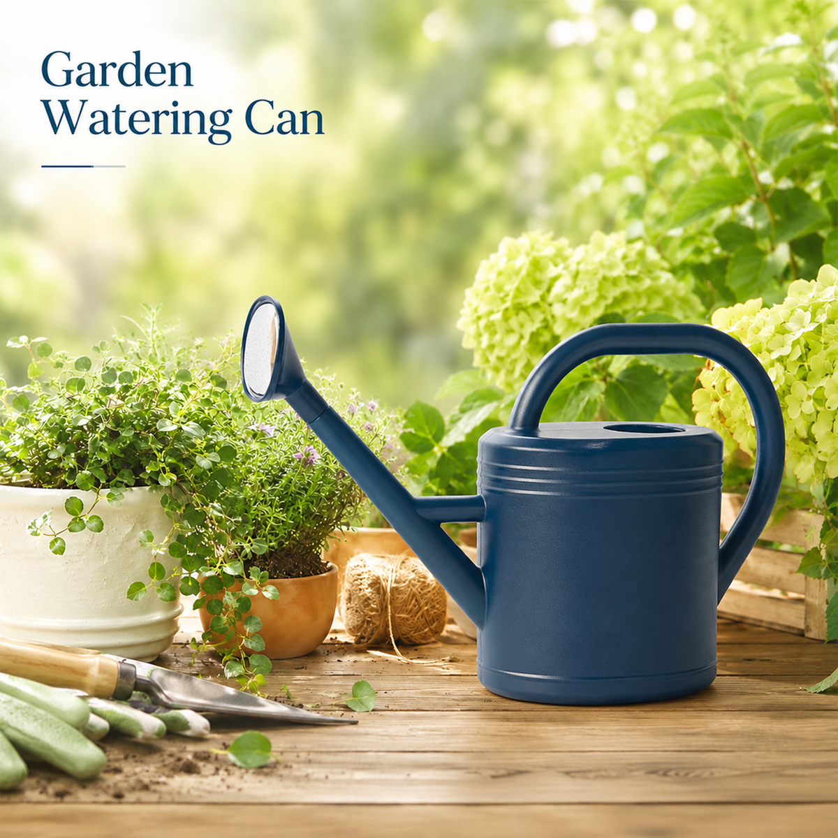 1 Gallon Watering Can for Indoor Plants, Plant Watering Can with Long Spout & Removable Sprinkler Head, Garden Watering Can for Outdoor Flowers, Houseplants & Patio, Blue