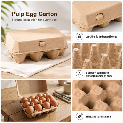 30 Pcs Blank Pulp Egg Cartons, 3×4 Size 12 Grid Pulp Egg Trays, Sturdy Molded Pulp Packaging for Farm Fresh Free-Range Imported Eggs