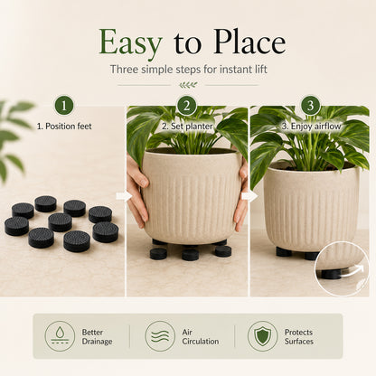 24 Pack Invisible Pot Feet, Non-Slip Solid Rubber Pots Risers Invisible Plant Risers for Patios, Gardens or Decks