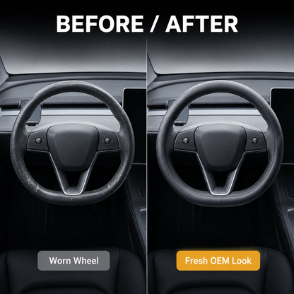 Nappa Leather Steering Wheel Cover Compatible with Tesla Model Y Accessories 2026 Juniper, Tesla Model 3 Accessories, Non-Slip Breathable Black Car Steering Wheel Cover, Y Protector