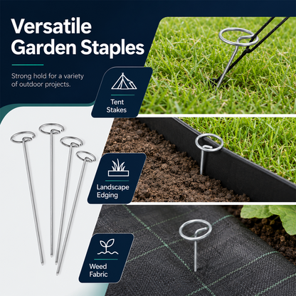 Landscape Staples 120 Pack 6 Inch Galvanized Steel Weed Barrier Stakes with Circle Top for Ground Cover Fabric Garden Turf and Outdoor Decor
