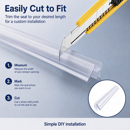 2-Pack Frameless Glass Shower Door Bottom Seal Strip, Effective Water Barrier Prevents Shower Water Leakage (3/8” x 39”)