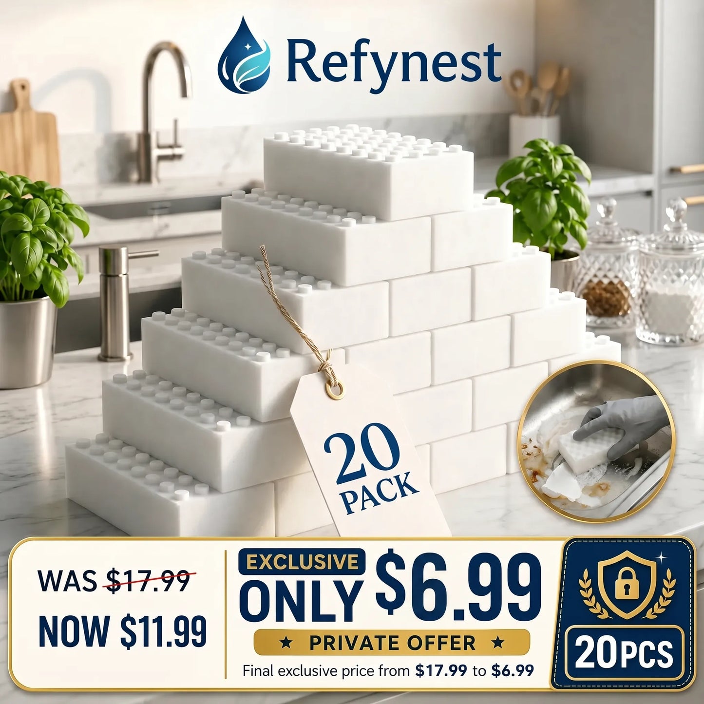 Refynest 2X Density Magic Cleaning Sponges | Exclusive Card Offer