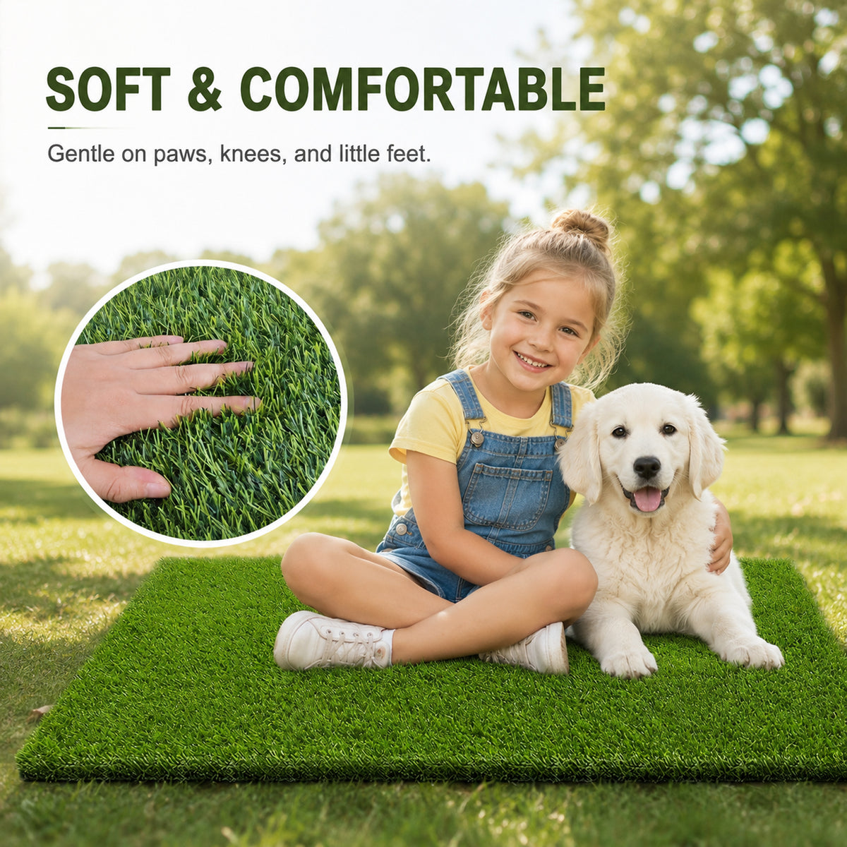 Grass Pee Pads for Dogs, 47.3 x 31.5 Inch Reusable Dog Grass Pad, Washable Artificial Grass Mat with Drainage Holes for Potty Training, Balcony, Patio, Indoor and Outdoor Use