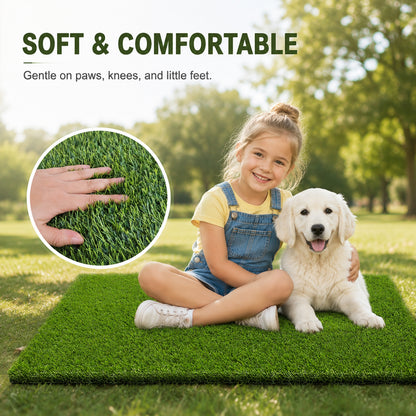 Grass Pee Pads for Dogs, 47.3 x 31.5 Inch Reusable Dog Grass Pad, Washable Artificial Grass Mat with Drainage Holes for Potty Training, Balcony, Patio, Indoor and Outdoor Use