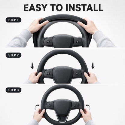 Nappa Leather Steering Wheel Cover Compatible with Tesla Model Y Accessories 2026 Juniper, Tesla Model 3 Accessories, Non-Slip Breathable Black Car Steering Wheel Cover, Y Protector