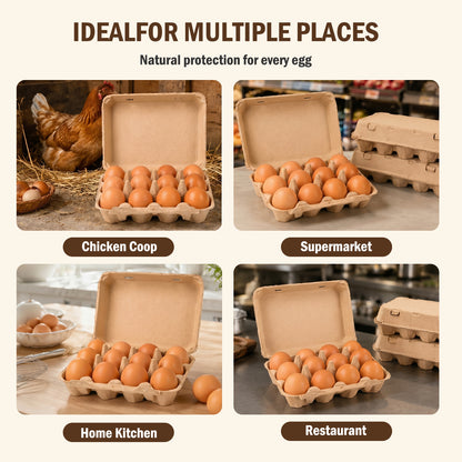 30 Pcs Blank Pulp Egg Cartons, 3×4 Size 12 Grid Pulp Egg Trays, Sturdy Molded Pulp Packaging for Farm Fresh Free-Range Imported Eggs