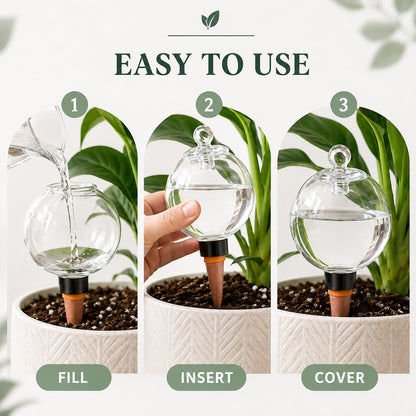 4 Pack Self Watering Globes with Covers, Plant Watering Bulbs 17oz Automatic Drip Irrigation for Indoor Outdoor Potted Plants
