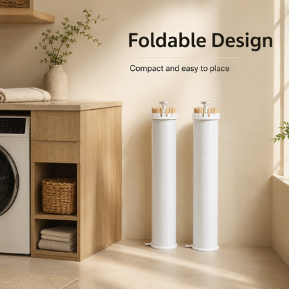 Tripod Clothes Drying Rack, Foldable Wooden Garment Rack, Portable Space Saving Floor Laundry Stand for Bedroom and Balcony Use
