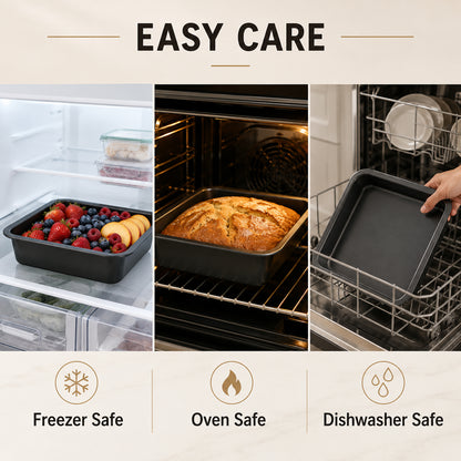 2-Pack 8-Inch Non-Stick Square Cake Pan, 8x8 Baking Pan for Cakes, Brownies & Lasagna, Dishwasher Safe & Oven Safe