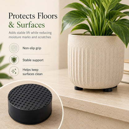 24 Pack Invisible Pot Feet, Non-Slip Solid Rubber Pots Risers Invisible Plant Risers for Patios, Gardens or Decks