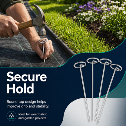 Landscape Staples 120 Pack 6 Inch Galvanized Steel Weed Barrier Stakes with Circle Top for Ground Cover Fabric Garden Turf and Outdoor Decor