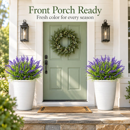 12 Bundles Artificial Plants with Flowers for Outdoor Pots, Artificial Plant Decor for Window, Garden, Patio, Hanging Planter, Pathway & Front Porch