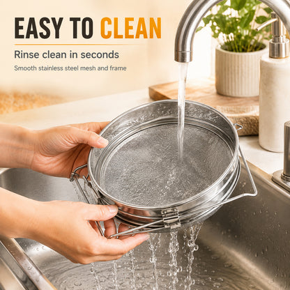 Stainless Steel Honey Filter Strainer, Double Sieve Honey Extractor Equipment for 5 Gallon Bucket, Beekeeping Supplies Metal Strainer