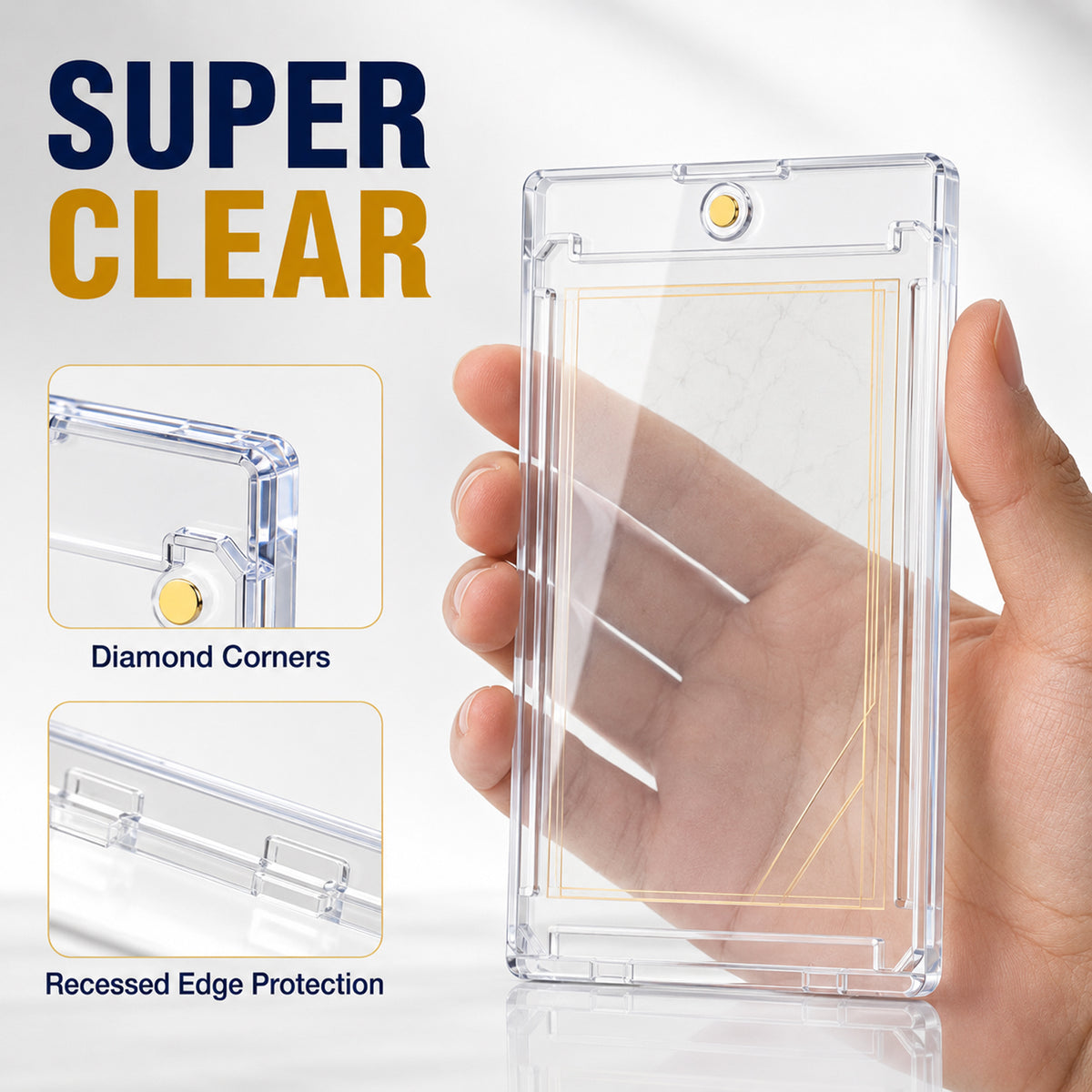 30 Pack Magnetic Card Holders, 35pt One-Touch Trading Card Cases with UV Protection, Hard Plastic Display Protectors for Baseball, Sports and Game Cards