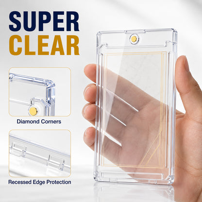 30 Pack Magnetic Card Holders, 35pt One-Touch Trading Card Cases with UV Protection, Hard Plastic Display Protectors for Baseball, Sports and Game Cards