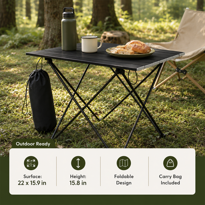 Ultralight Folding Camping Table,Portable Camping Table with Aluminum Table Top,Folding Camping Table with Carry Bag for Outdoor,Picnic, BBQ,Cooking,Festival,Beach,Home,Black