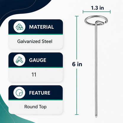 Landscape Staples 120 Pack 6 Inch Galvanized Steel Weed Barrier Stakes with Circle Top for Ground Cover Fabric Garden Turf and Outdoor Decor