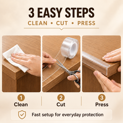 16.4 FT Clear Edge Protection Tape, 2 in Wide Soft PVC Self-Adhesive Furniture Edge Guard Tape for Tables and Baby Proofing