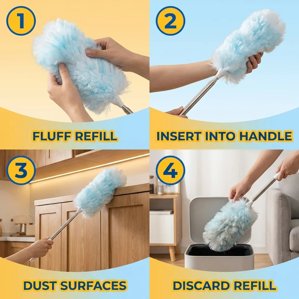 Refynest 60 Disposable Duster Refills with 43-Inch Handle