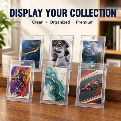 30 Pack Magnetic Card Holders, 35pt One-Touch Trading Card Cases with UV Protection, Hard Plastic Display Protectors for Baseball, Sports and Game Cards