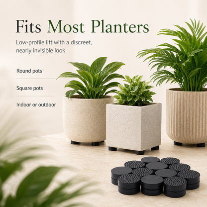 24 Pack Invisible Pot Feet, Non-Slip Solid Rubber Pots Risers Invisible Plant Risers for Patios, Gardens or Decks