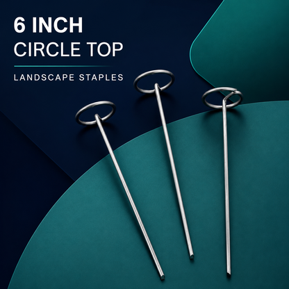 Landscape Staples 120 Pack 6 Inch Galvanized Steel Weed Barrier Stakes with Circle Top for Ground Cover Fabric Garden Turf and Outdoor Decor