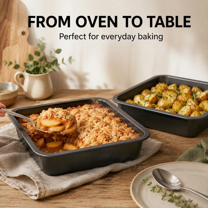 2-Pack 8-Inch Non-Stick Square Cake Pan, 8x8 Baking Pan for Cakes, Brownies & Lasagna, Dishwasher Safe & Oven Safe