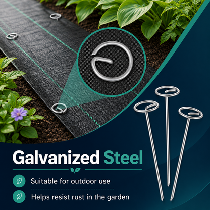 Landscape Staples 120 Pack 6 Inch Galvanized Steel Weed Barrier Stakes with Circle Top for Ground Cover Fabric Garden Turf and Outdoor Decor