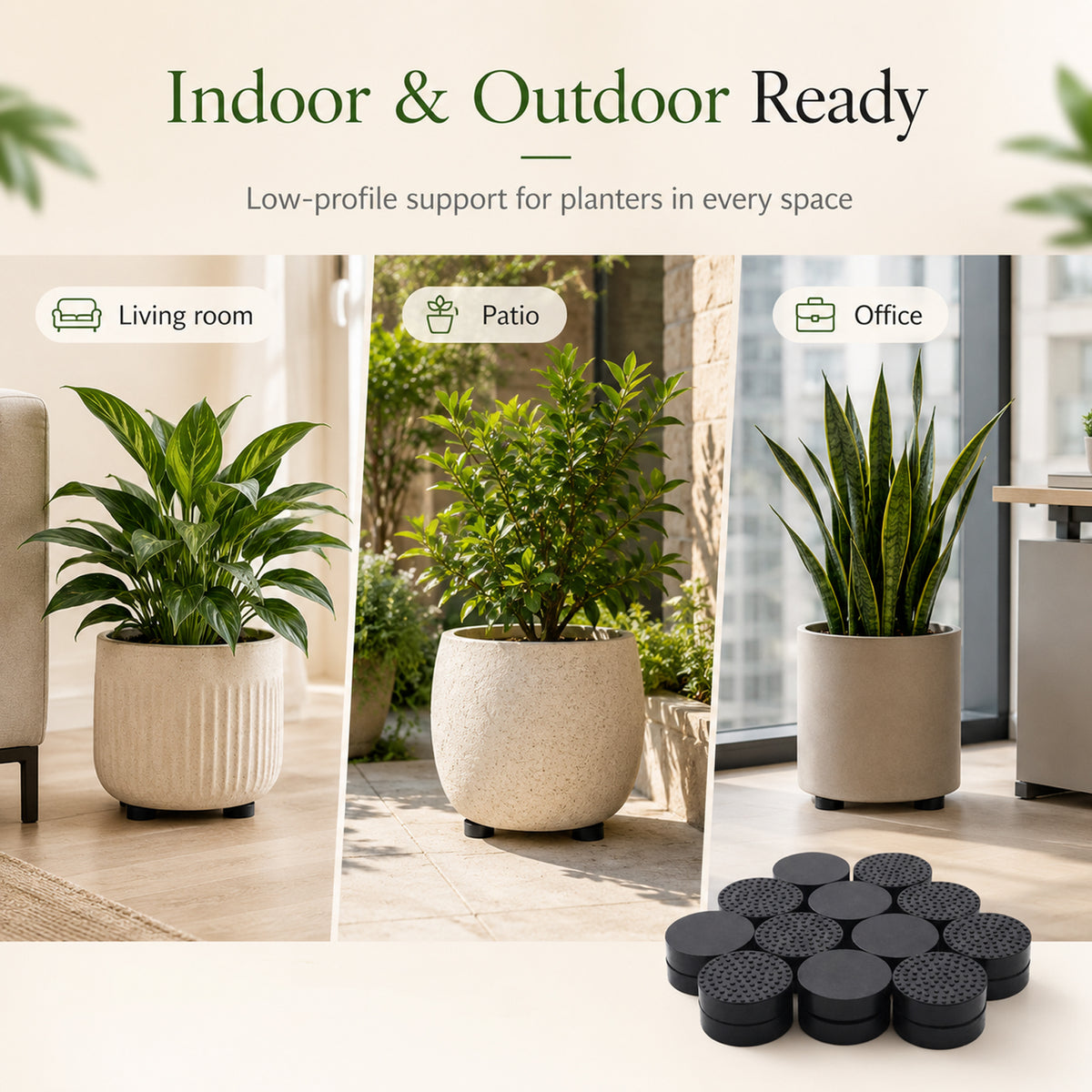 24 Pack Invisible Pot Feet, Non-Slip Solid Rubber Pots Risers Invisible Plant Risers for Patios, Gardens or Decks