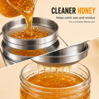 Stainless Steel Honey Filter Strainer, Double Sieve Honey Extractor Equipment for 5 Gallon Bucket, Beekeeping Supplies Metal Strainer