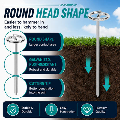 Landscape Staples 120 Pack 6 Inch Galvanized Steel Weed Barrier Stakes with Circle Top for Ground Cover Fabric Garden Turf and Outdoor Decor