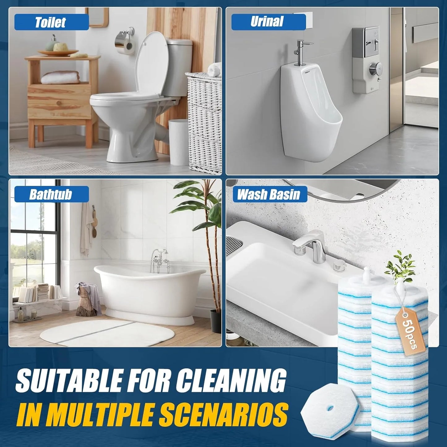 Refynest 50PC Toilet Wand Refills for Hygienic Toilet Cleaning——Gift Card Deals
