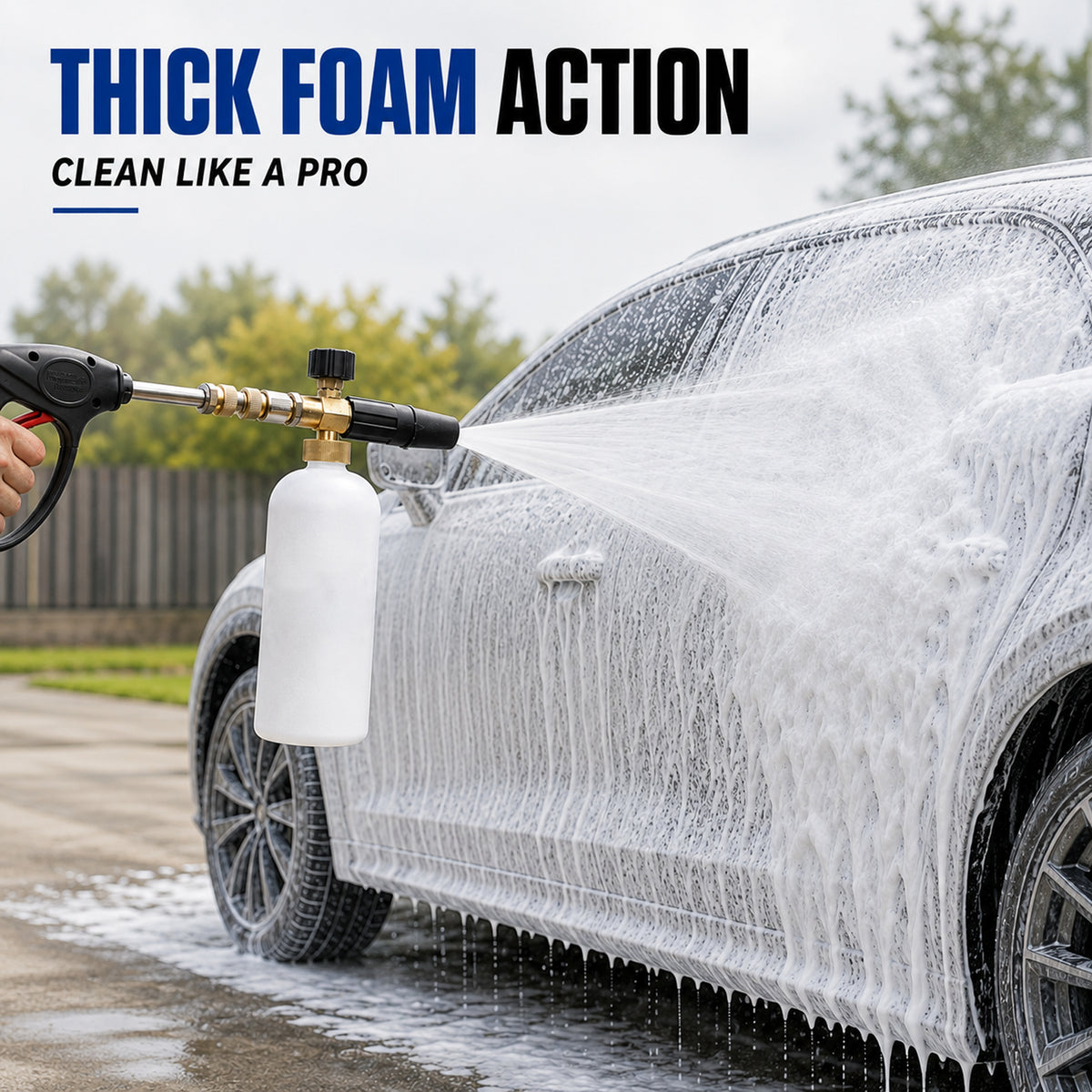 Foam Cannon for Pressure Washer, 1L Adjustable Snow Foam Lance with 1/4-Inch Quick Connect and 5 Nozzle Tips for Car Washing