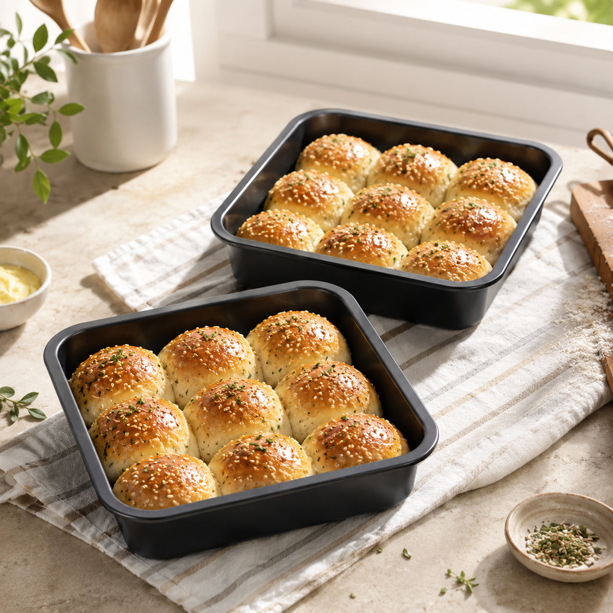2-Pack 8-Inch Non-Stick Square Cake Pan, 8x8 Baking Pan for Cakes, Brownies & Lasagna, Dishwasher Safe & Oven Safe