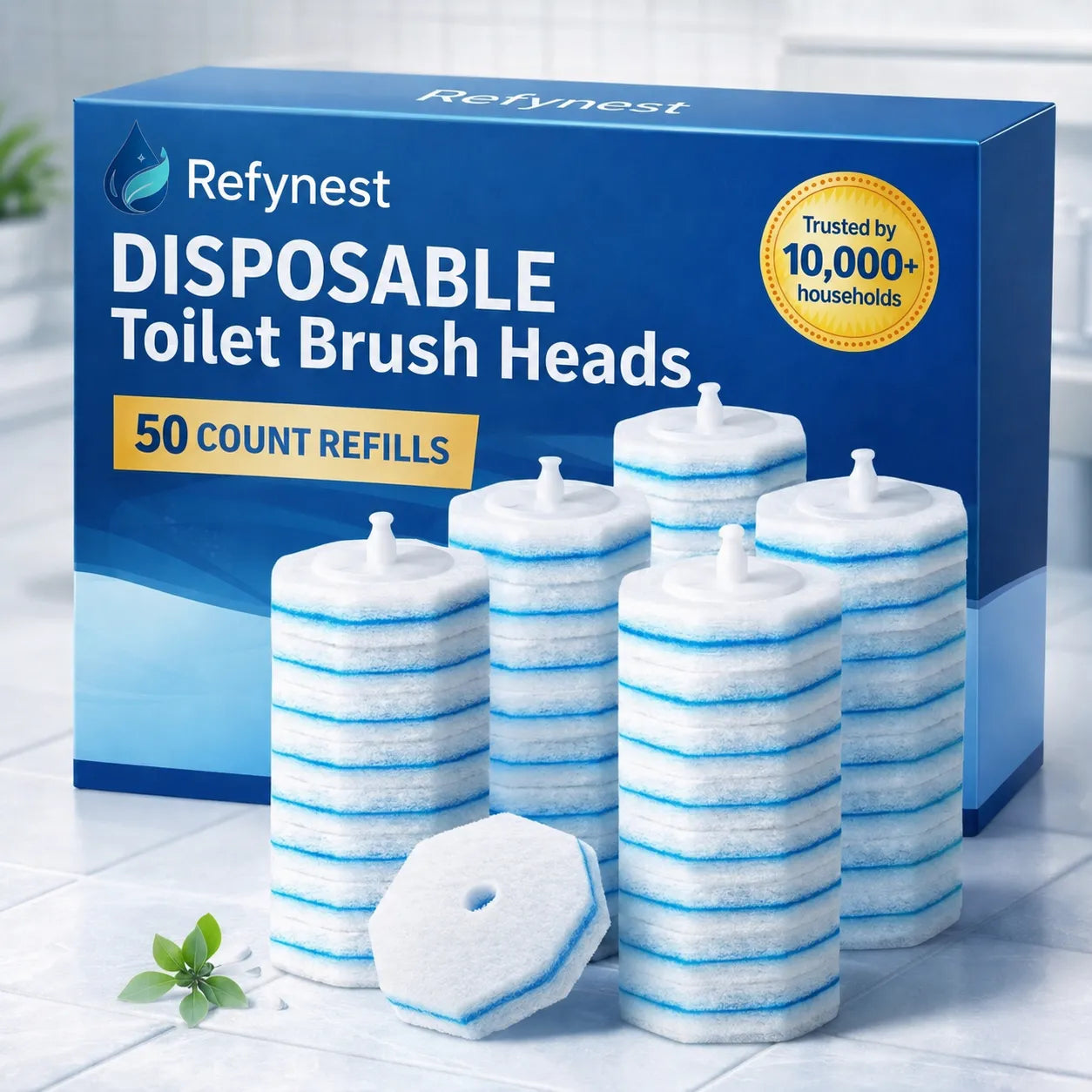 Refynest 50PC Toilet Wand Refills  | Exclusive Card Deal