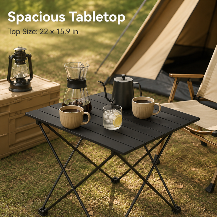 Ultralight Folding Camping Table,Portable Camping Table with Aluminum Table Top,Folding Camping Table with Carry Bag for Outdoor,Picnic, BBQ,Cooking,Festival,Beach,Home,Black