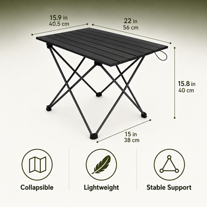 Ultralight Folding Camping Table,Portable Camping Table with Aluminum Table Top,Folding Camping Table with Carry Bag for Outdoor,Picnic, BBQ,Cooking,Festival,Beach,Home,Black